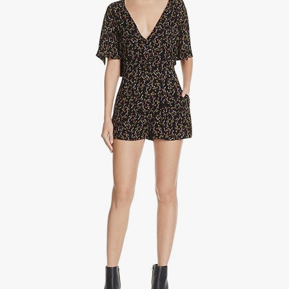 Free People “Meet Virginia” V Neck Floral Romper